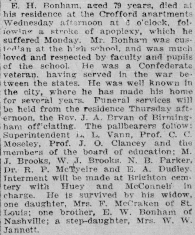 E. H. Bonham obituary